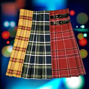 PUNK Mixed Plaid Mini Skirt